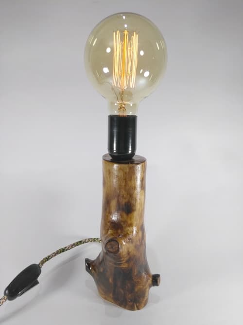 Lámpara natural decorativa. Para decorar tu casa esta hermosa lámpara realizada con tronco recuperado de una poda de hace tiempo...
